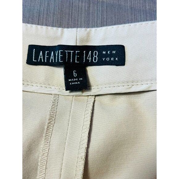 Lafayette 148 New York Khaki Menswear Women Straight Leg Pants 6 Retail $598 - Picture 8 of 10